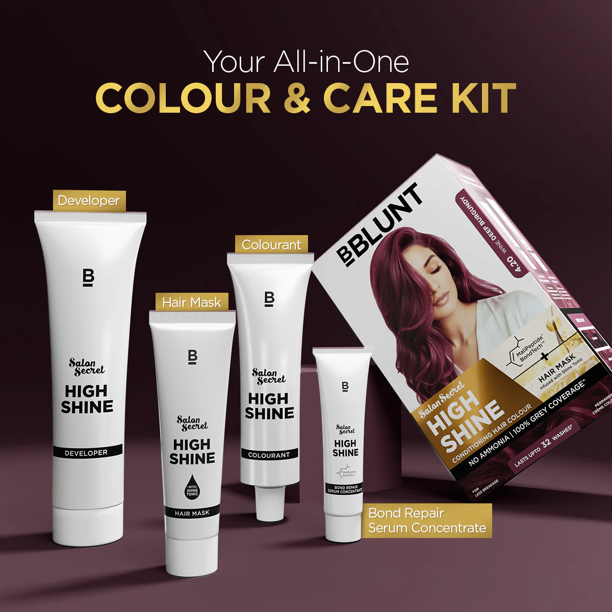 High Shine Conditioning Hair Colour - Wine Deep Burgundy (Shade 4.20)(Pack of 2) - Image 10