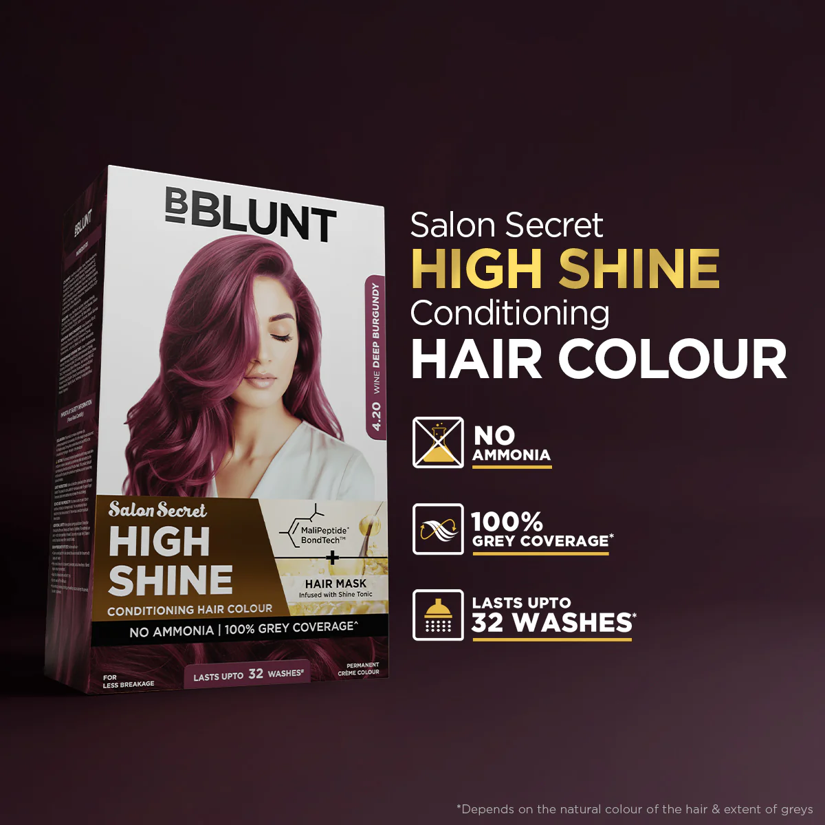 High Shine Conditioning Hair Colour - Wine Deep Burgundy (Shade 4.20)(Pack of 2) - Image 3