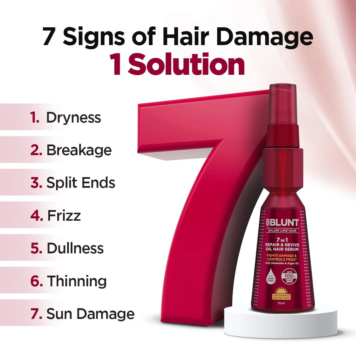 7 in 1 Repair & Revive Oil Hair Serum for Upto 100% Damage Repair - 70ml - Image 3